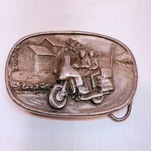 Vintage 1984 Bergamot Brass Works Belt Buckle Solid Pewter